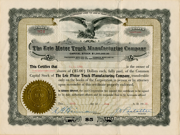 Erie Motor Truck Manufacturing Co.